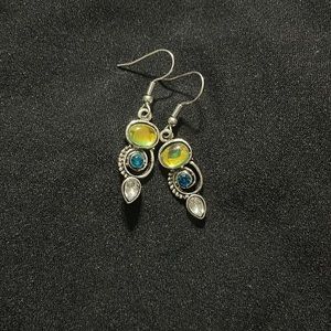 Retro Sliver and gem earrings